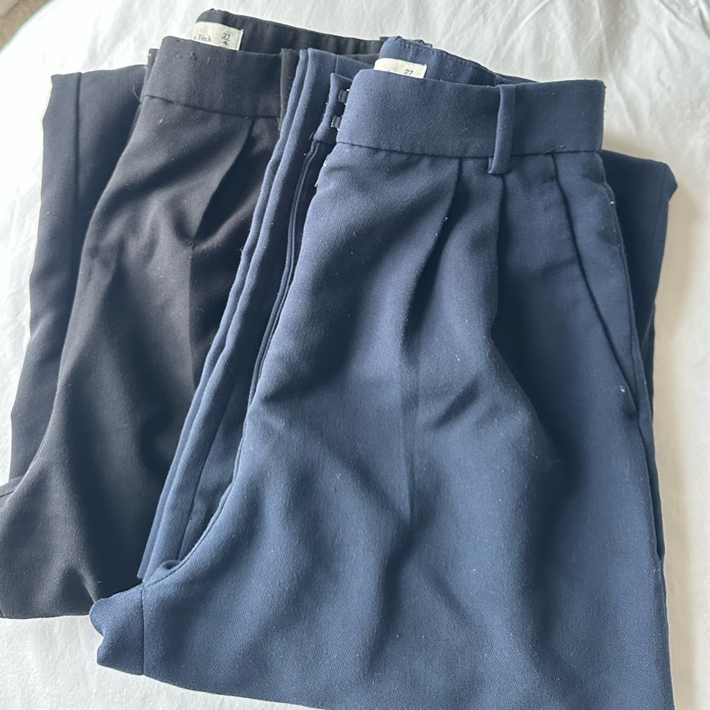 Abercrombie & Fitch Sloane Tailored Wide Leg Pant in Black and Navy in LONG